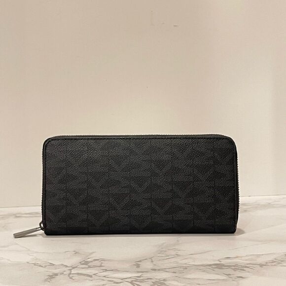 MICHAEL KORS BLACK PVC TECH TRAVEL MENS WALLET BLACK PVC LOGO WALLET NEW - Picture 5 of 6